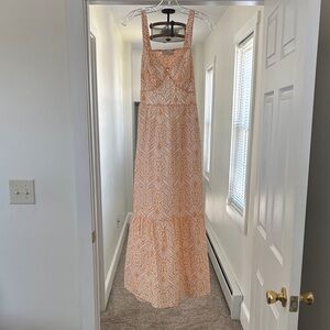 LOFT 🍊 Tangerine and White Printed Maxi Dress